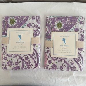 NWT Pottery Barn Kids Brooklyn Paisley Shams Set/2 Purple Floral Boho Standard